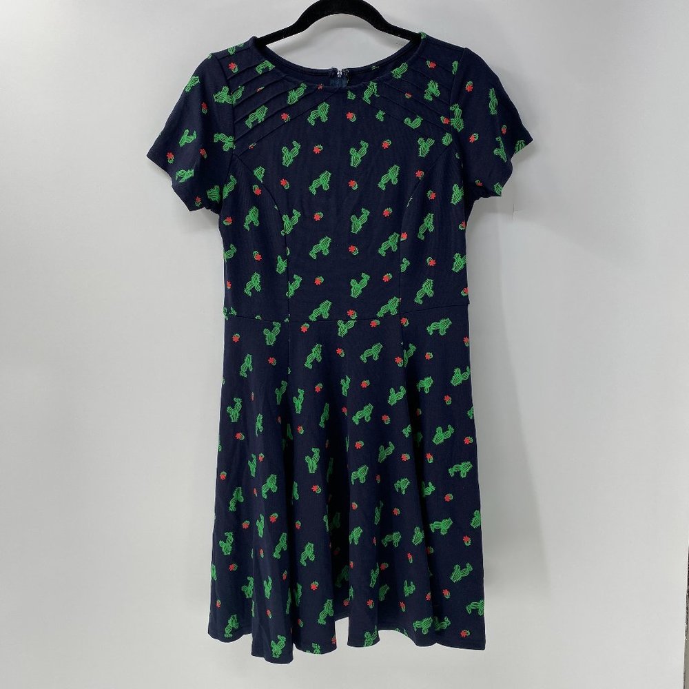 unique vintage cactus dress cacti size L 10-12 Navy